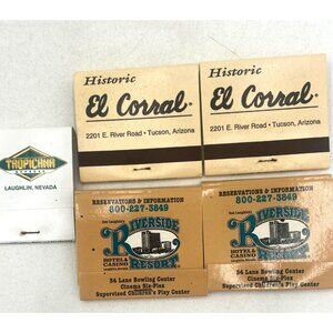Vintage Matchbook Lot Featuring El Corral Riverside Resort & Tropicana Express D